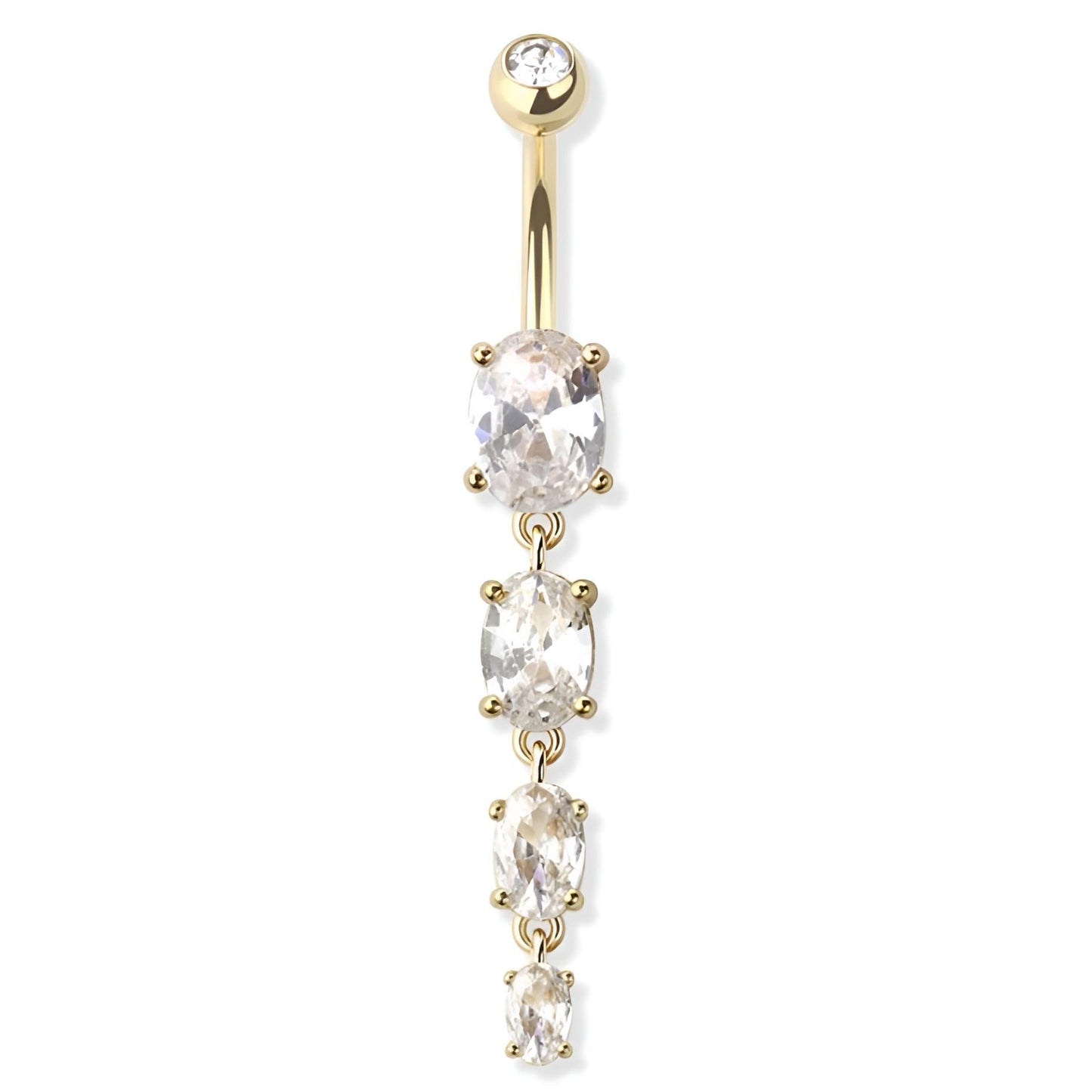 Prong Set Four Oval Gem Belly Bar