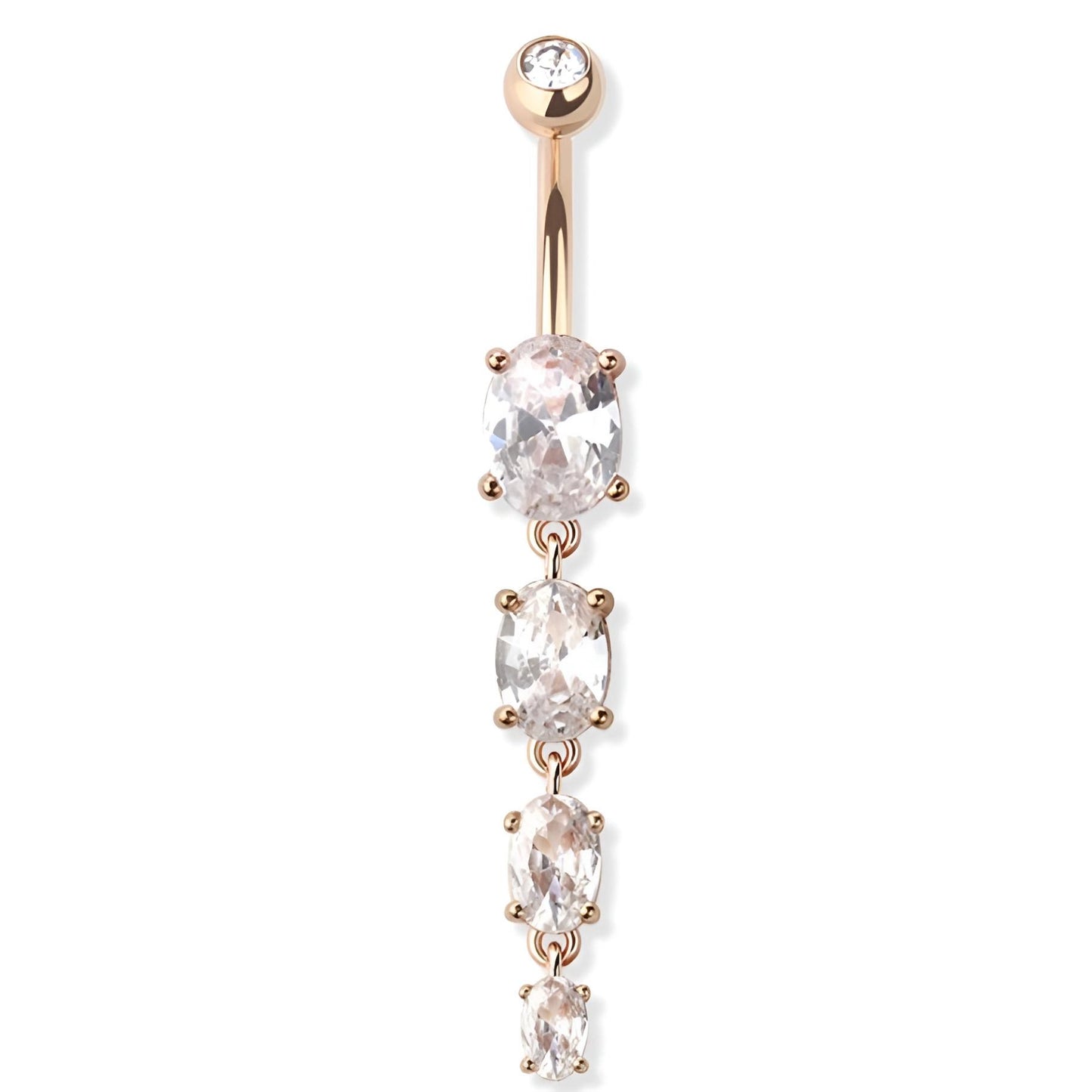 Prong Set Four Oval Gem Belly Bar