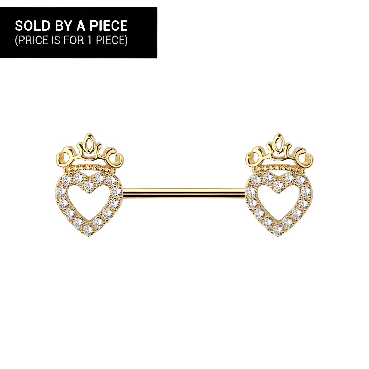 Crown Heart Nipple Bar