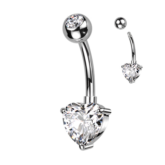 Implant Grade Titanium Heart Belly Bar