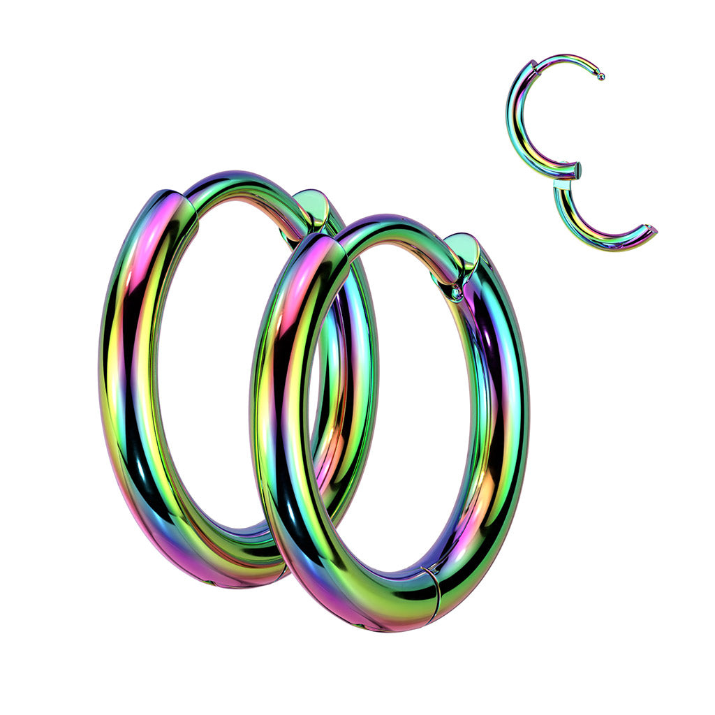 Pair of 316L Surgical Steel Hinged Plain Round Hoop Earrings