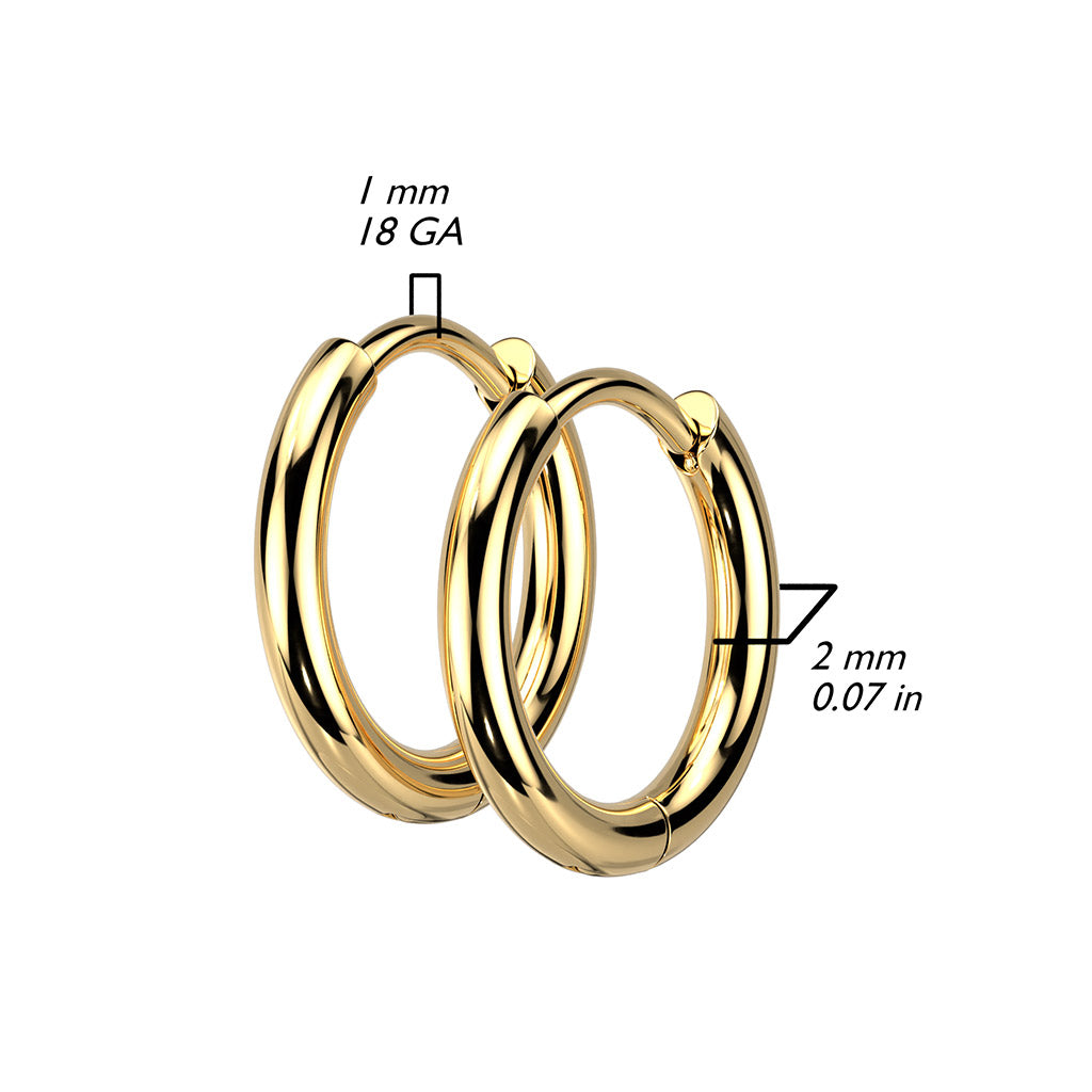 Pair of 316L Surgical Steel Hinged Plain Round Hoop Earrings