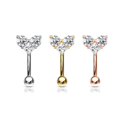 Three Prong Set Round and Square CZ Heart Top