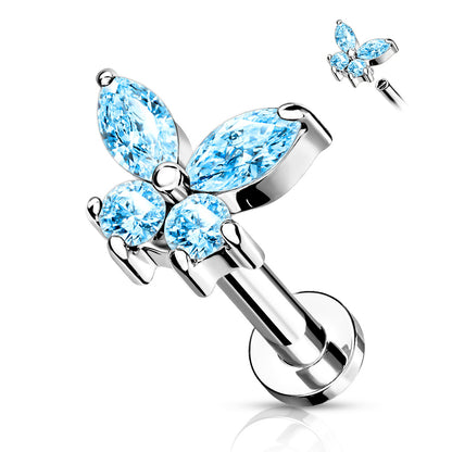 CZ Butterfly Top on Internally Threaded