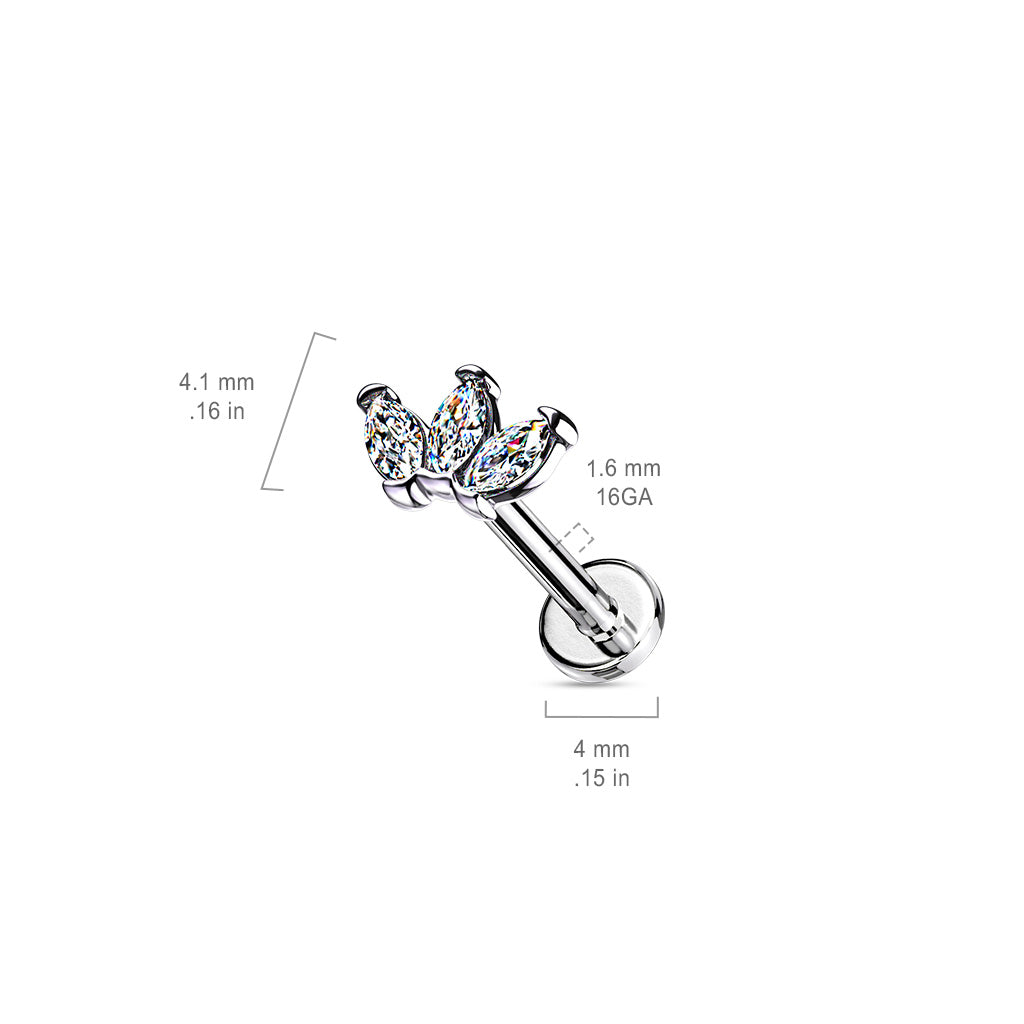 Triple Marquise CZ on Internally Threaded