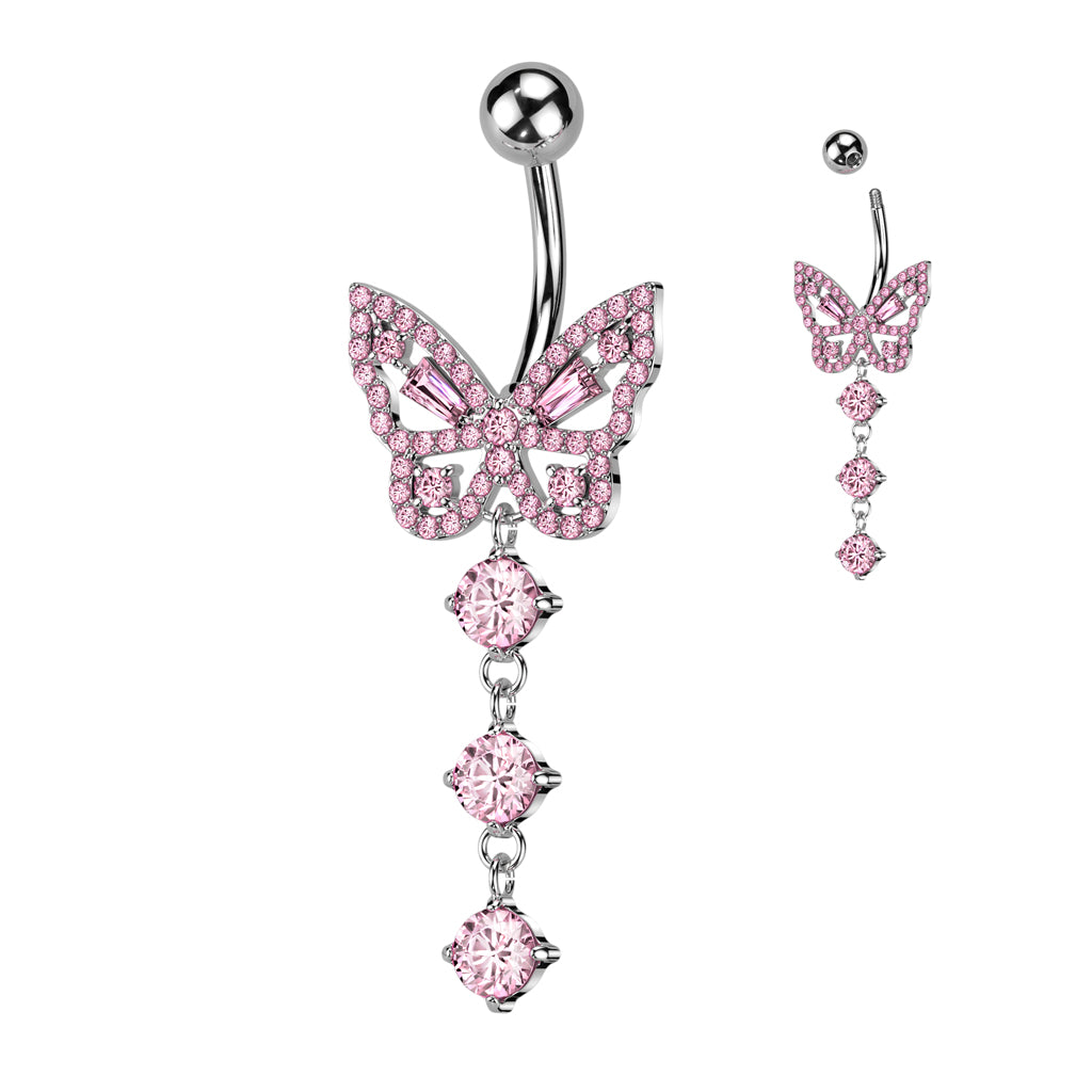 Butterfly Cz Belly bar