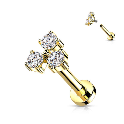 Triangle CZ Set Internally Threaded