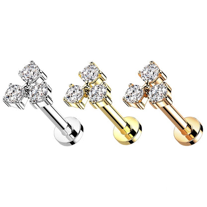 Triangle CZ Set Internally Threaded Diez Liberty