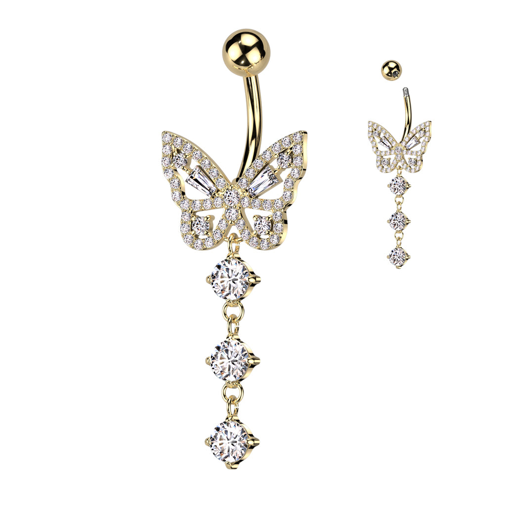 Butterfly Cz Belly bar