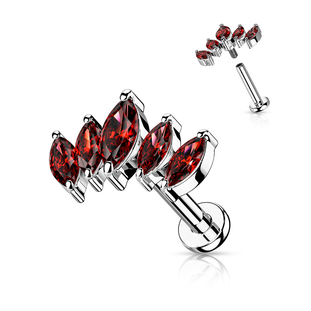 5 Marquise CZ Fan Set Top With Internally Threaded