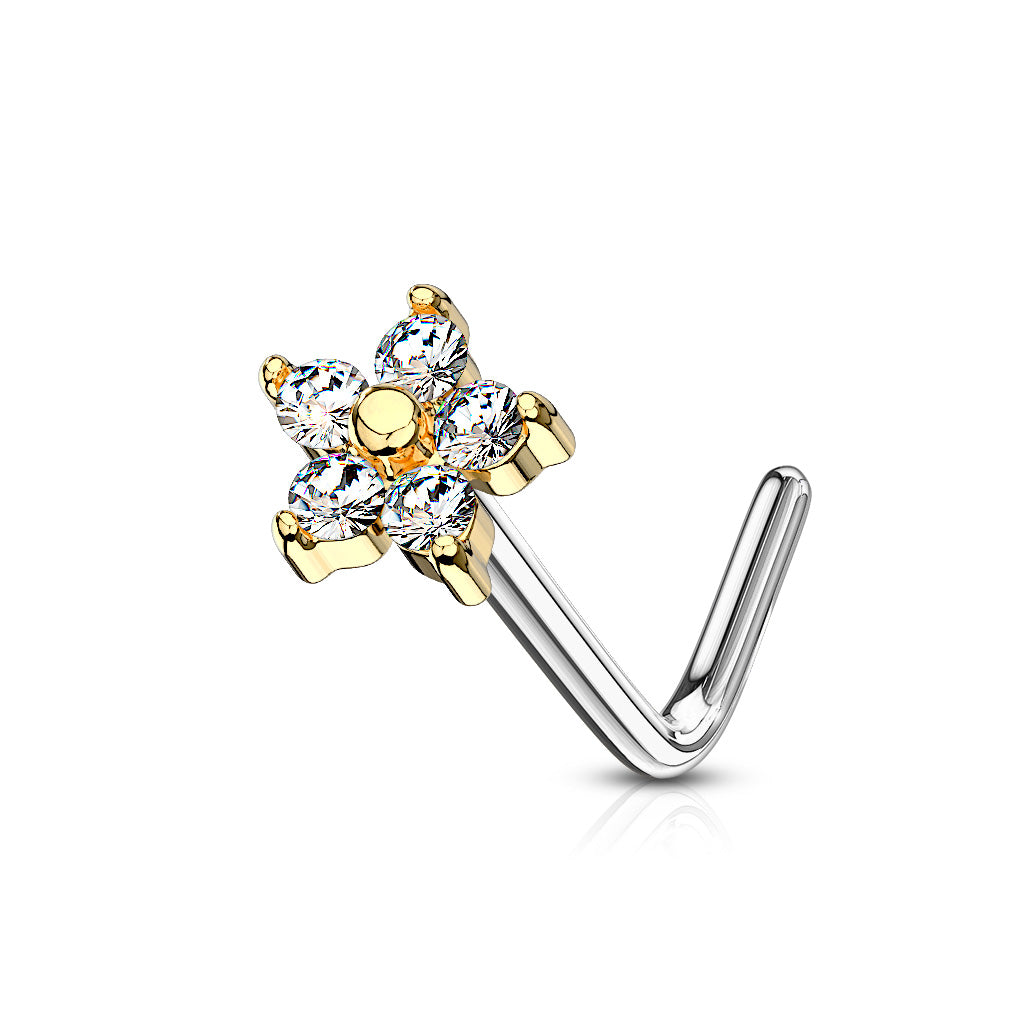 5 CZ Flower Nose Studs Diez Liberty