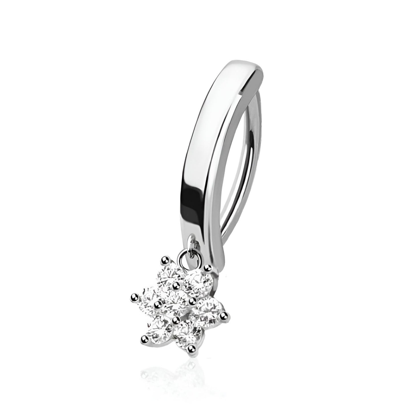 Flower Cz Clicker Style Belly Bar