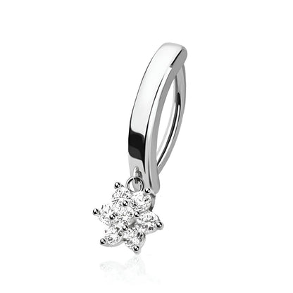 Flower Cz Clicker Style Belly Bar