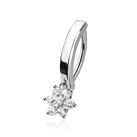 Flower Cz Clicker Style Belly Bar