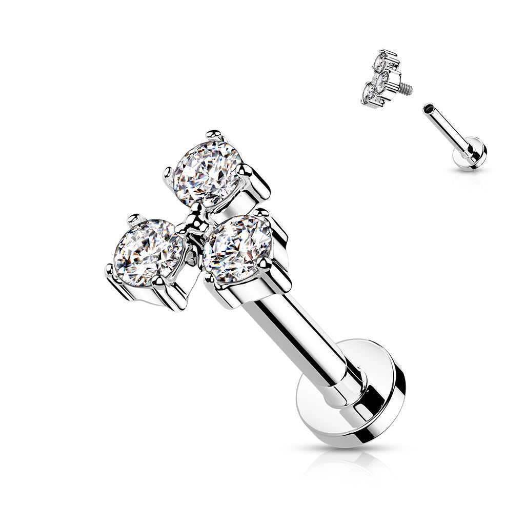 Triangle CZ Set Internally Threaded