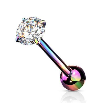 Prong Set Round CZ Tongue Barbell