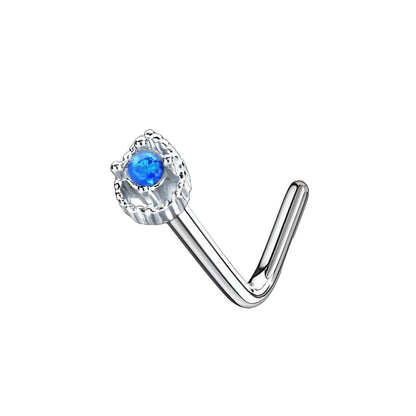 Tear Drop Prong set Opal Centre Nose Stud