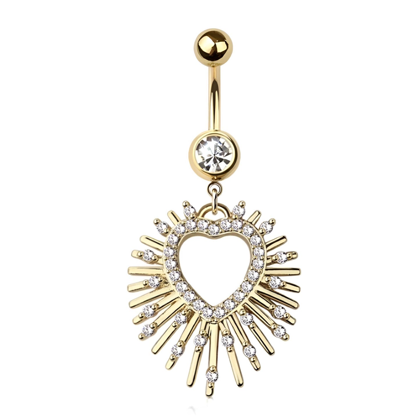 Bursting Heart Cz Belly Bar