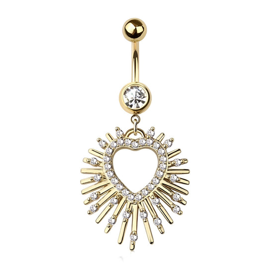 Bursting Heart Cz Belly Bar