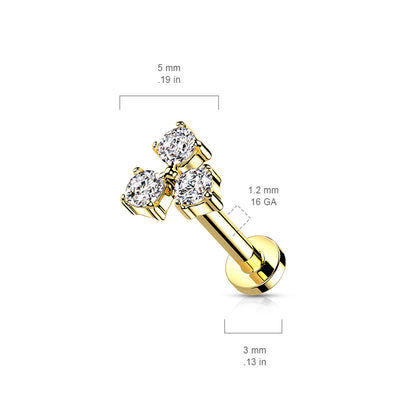 Triangle CZ Set Internally Threaded Diez Liberty