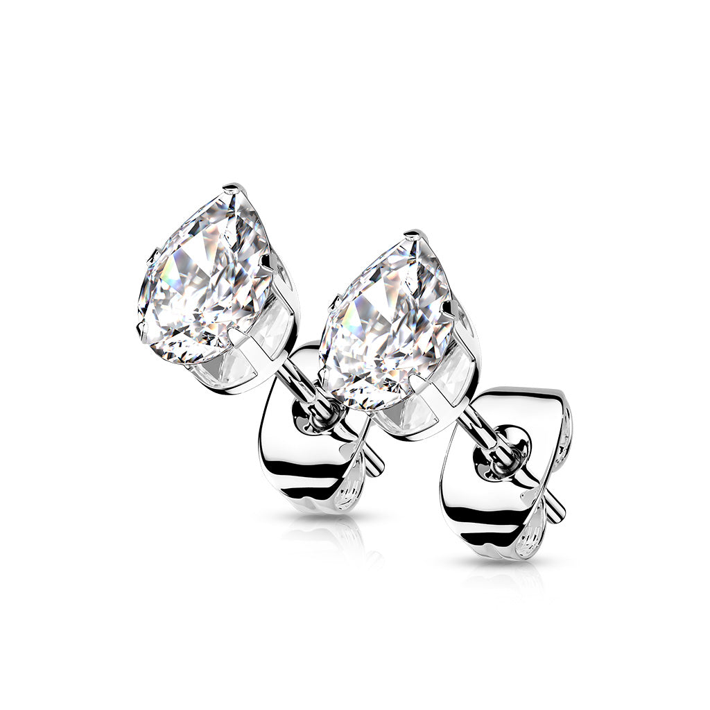 Pair of Earring studs with Teardrop CZ