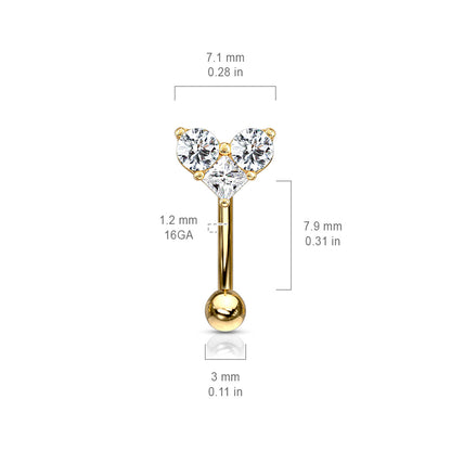 Three Prong Set Round and Square CZ Heart Top