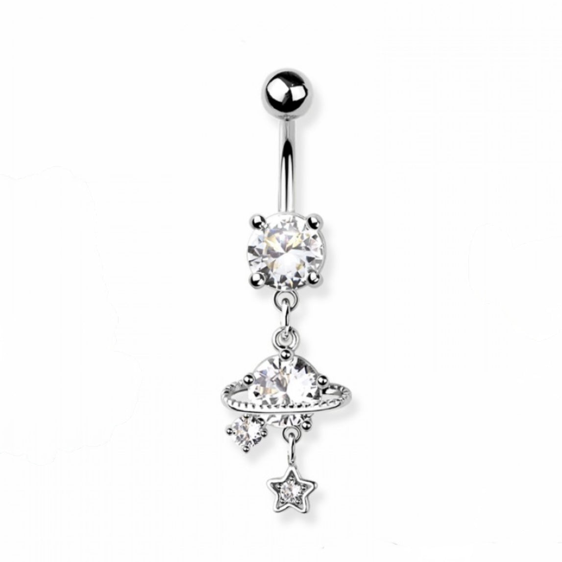 Cz Planet Star Belly Bar
