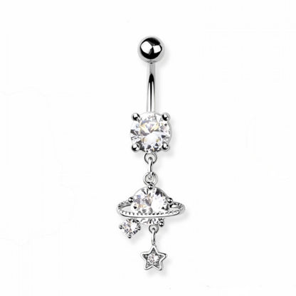 Cz Planet Star Belly Bar