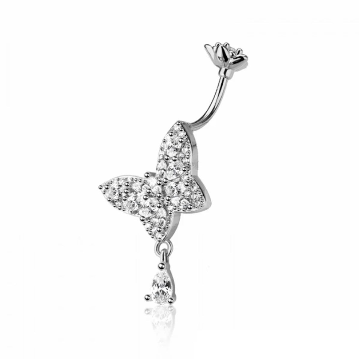 Cz Butterfly Belly Bar