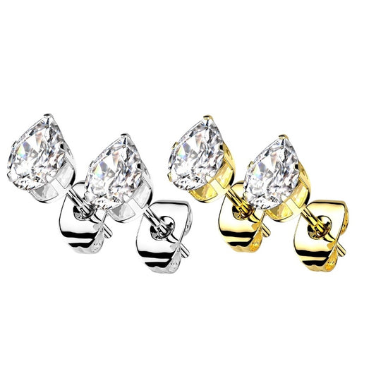 Pair of Earring studs with Teardrop CZ