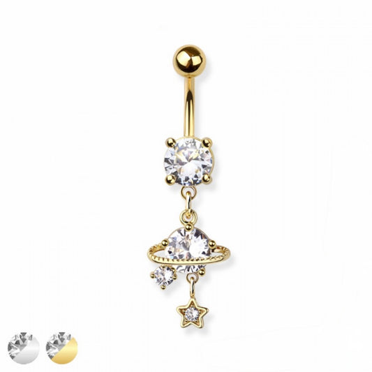 Cz Planet Star Belly Bar