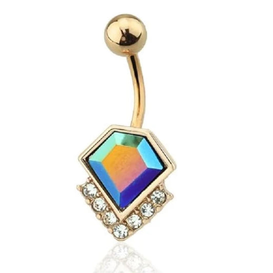 Crystal Lined Synthetic Opal Belly Bar
