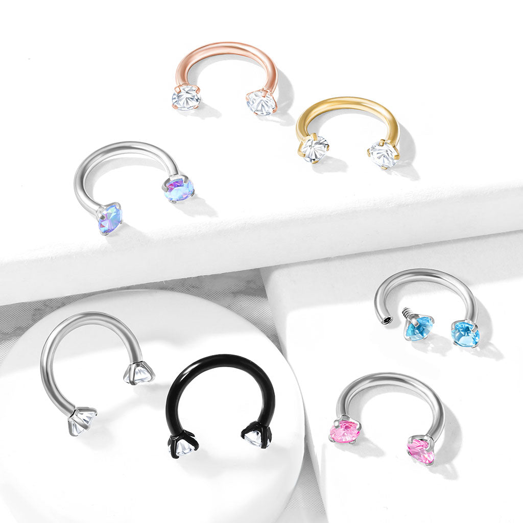 Prong Set Round CZ Internally Threaded Septum Jewellery