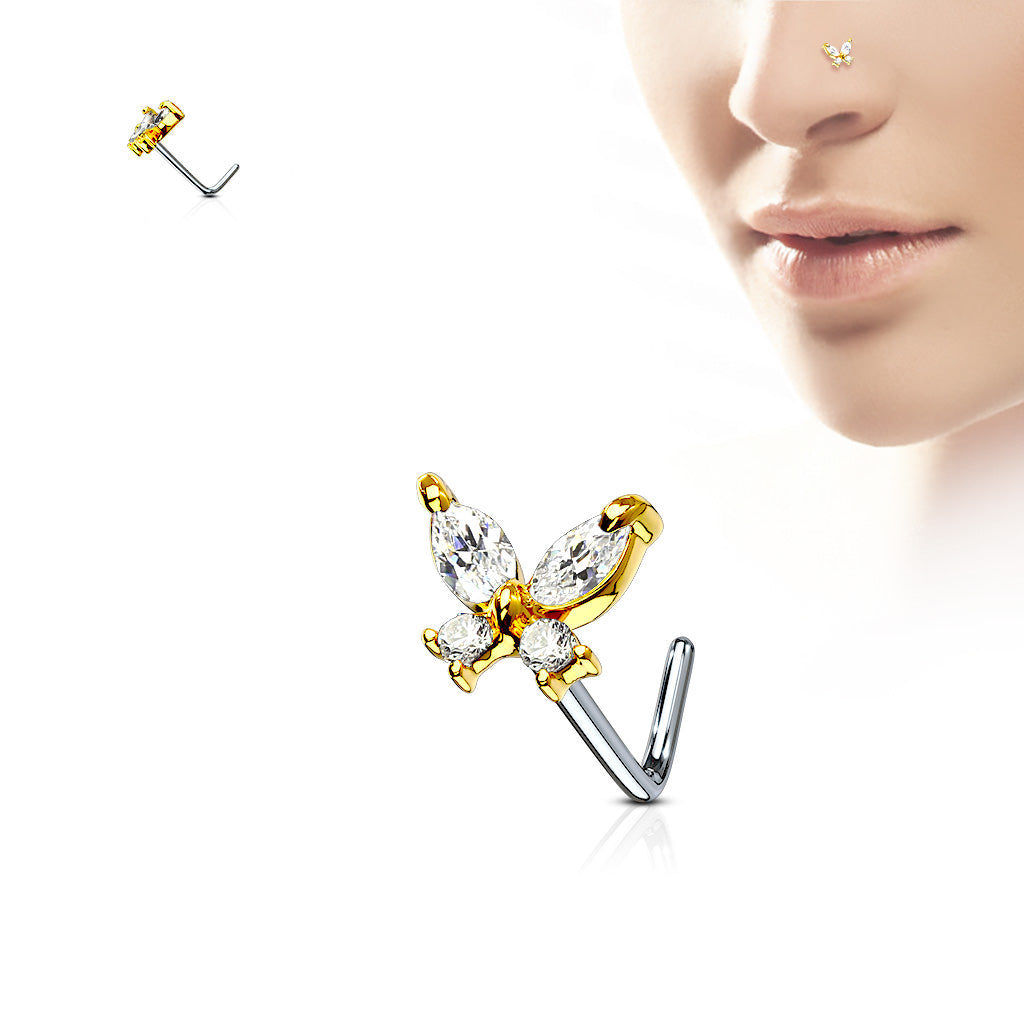 CZ Butterfly Nose Studs Diez Liberty