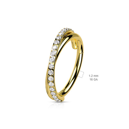 Helix Or Tragus Hinged Segment with Criss-Cross CZ Paved Lines