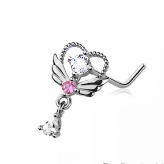 Winged Heart Nose Stud