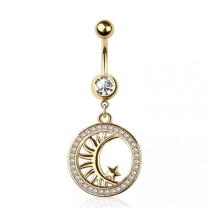 Sun Moon Star Dangling Belly Bar