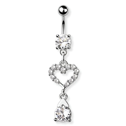 Cz Hear Dangling Belly Bar