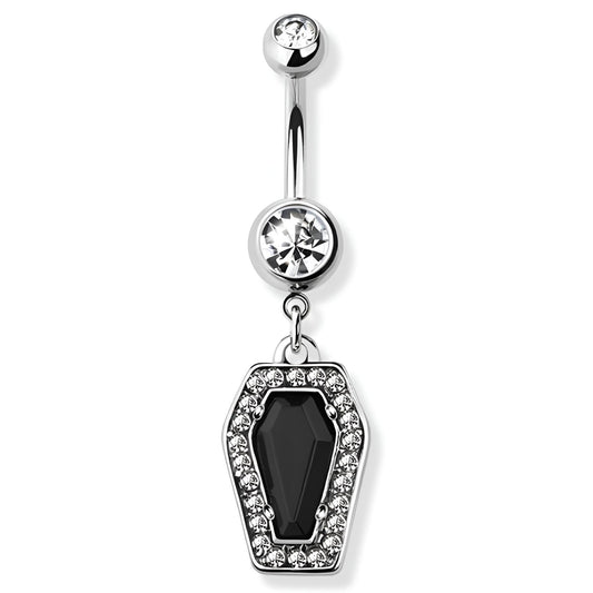 Coffin Dangle Cz Belly Bar