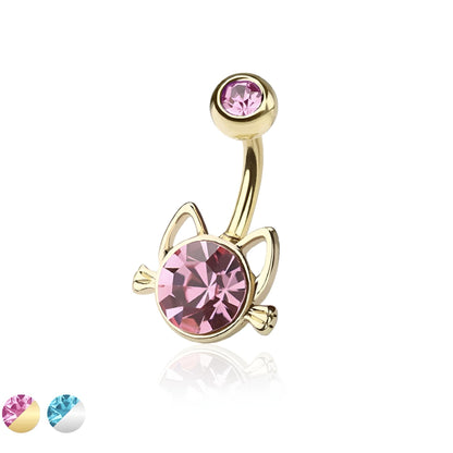 Kitty With Gem Belly Bar