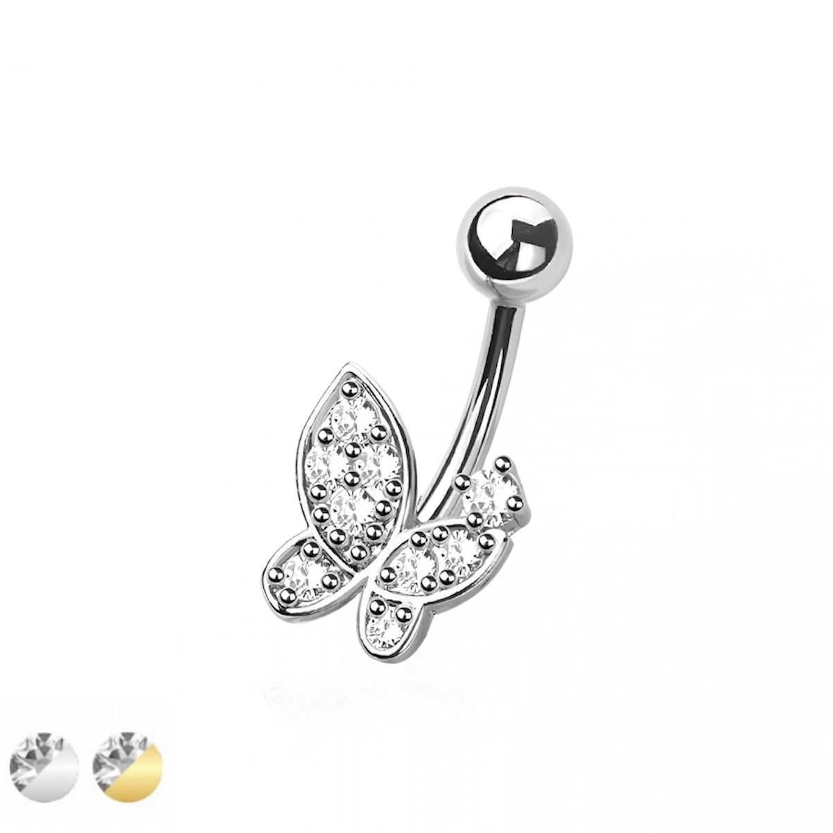 Multi Cz Butterfly Belly Bar