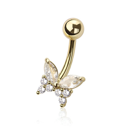 Multi Cz Butterfly Belly Bar