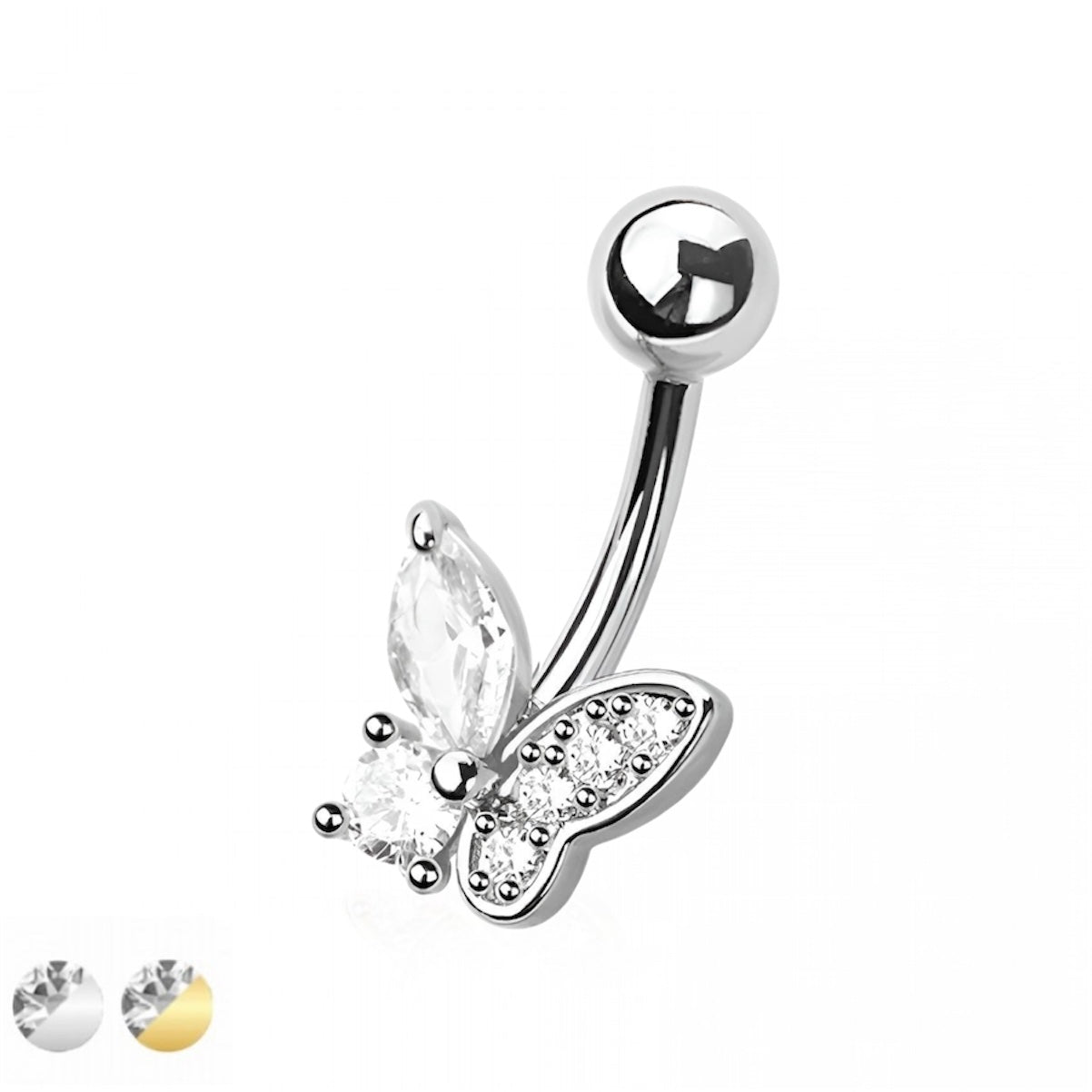 Cz Butterfly Belly Bar