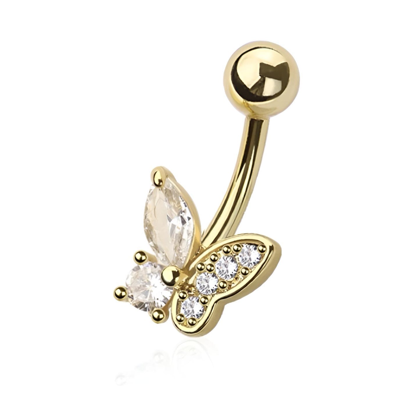 Cz Butterfly Belly Bar