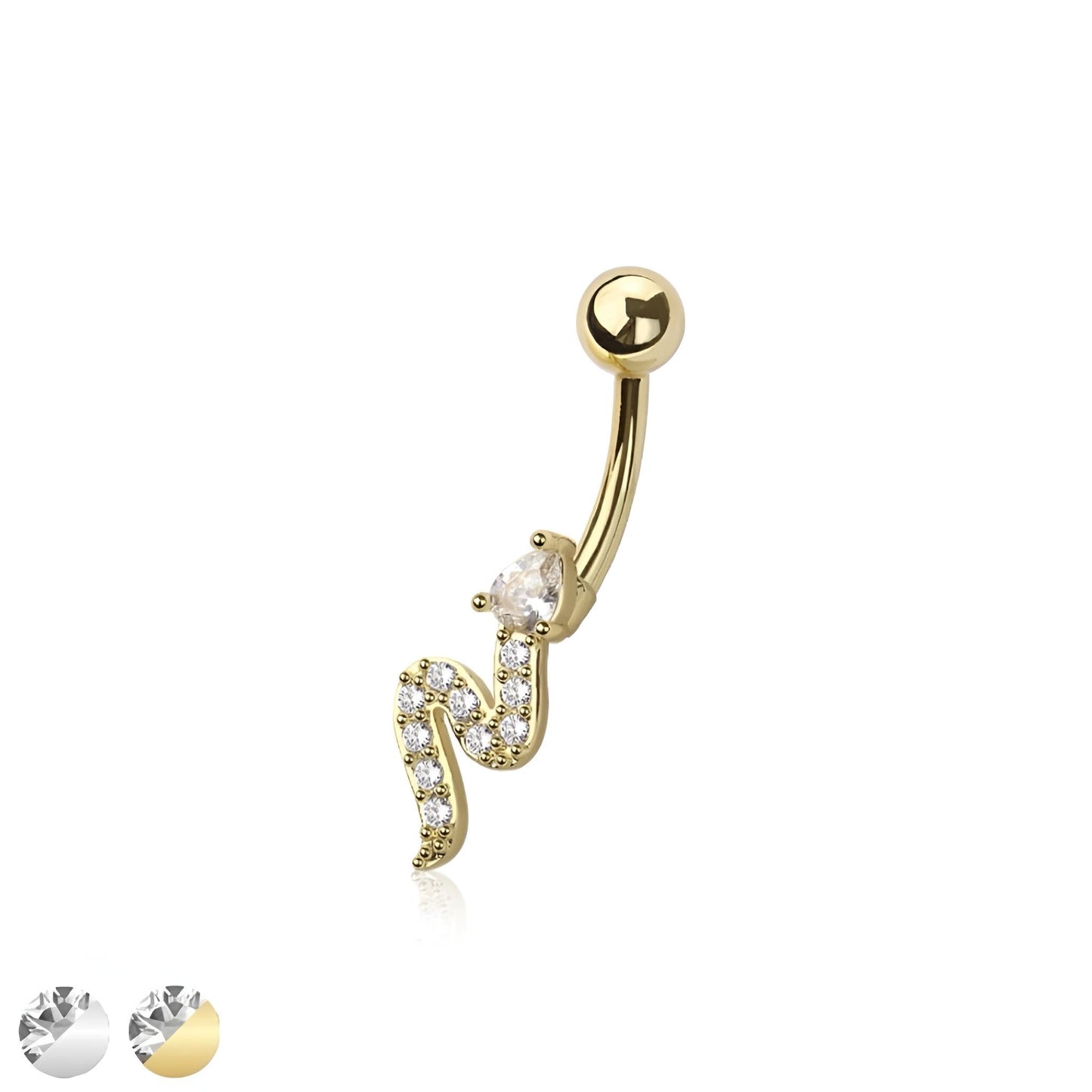 Snake Cz Belly Bar