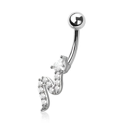 Snake Cz Belly Bar