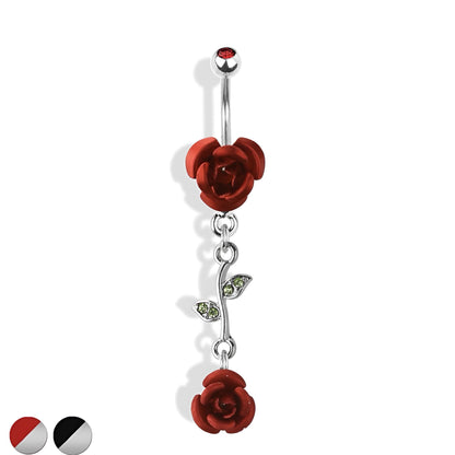 Rose With Vine Leaf Belly Bar
