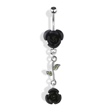 Rose With Vine Leaf Belly Bar