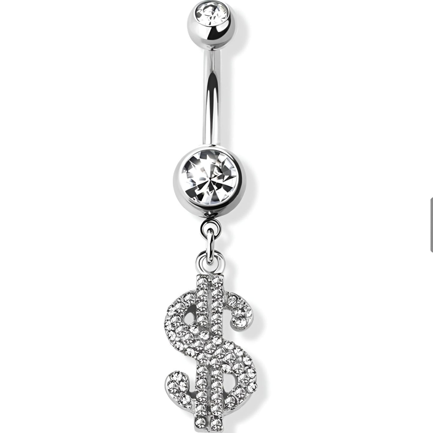 Gem Paved Dollar Sign Belly Bar