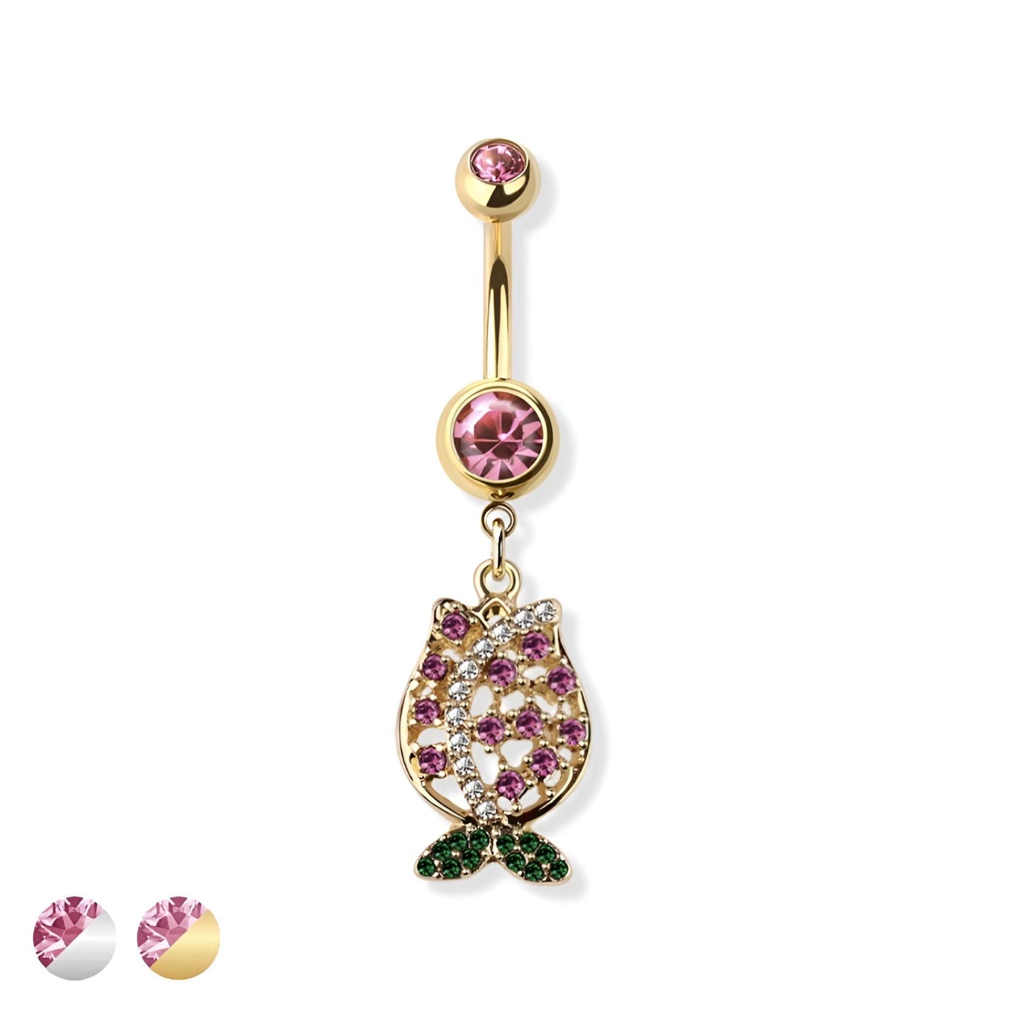 Gem Paved Tulip Belly Bar